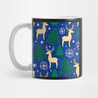 Christmas Reindeer on Blue Mug